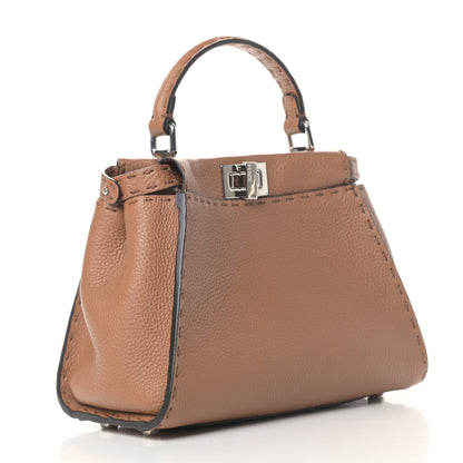 Fendi Cuoio Romano Selleria Bi-Color Mini Peekaboo Iconic Satchel Mou Milk 2 of 5