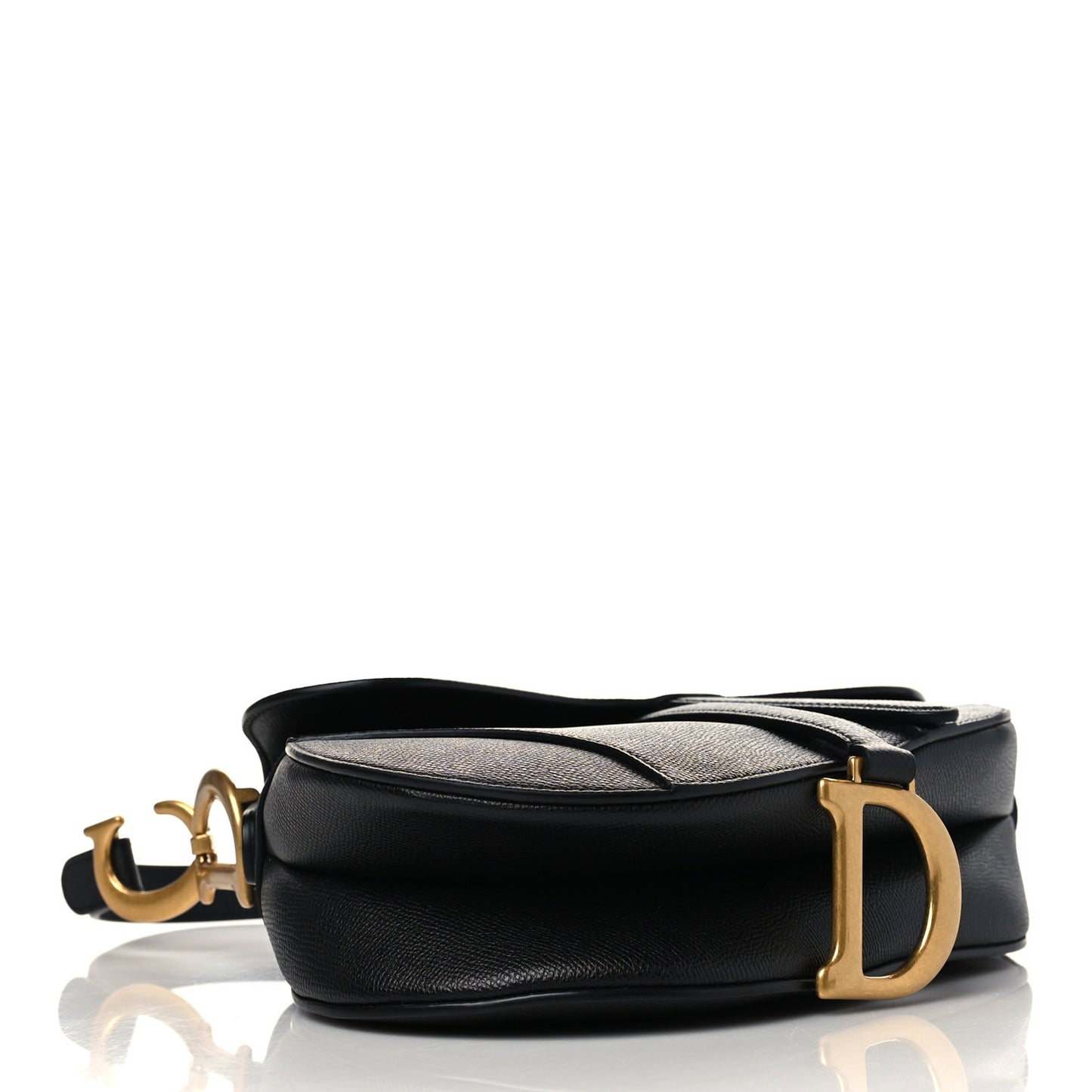 Grained Calfskin Saddle Bag Black