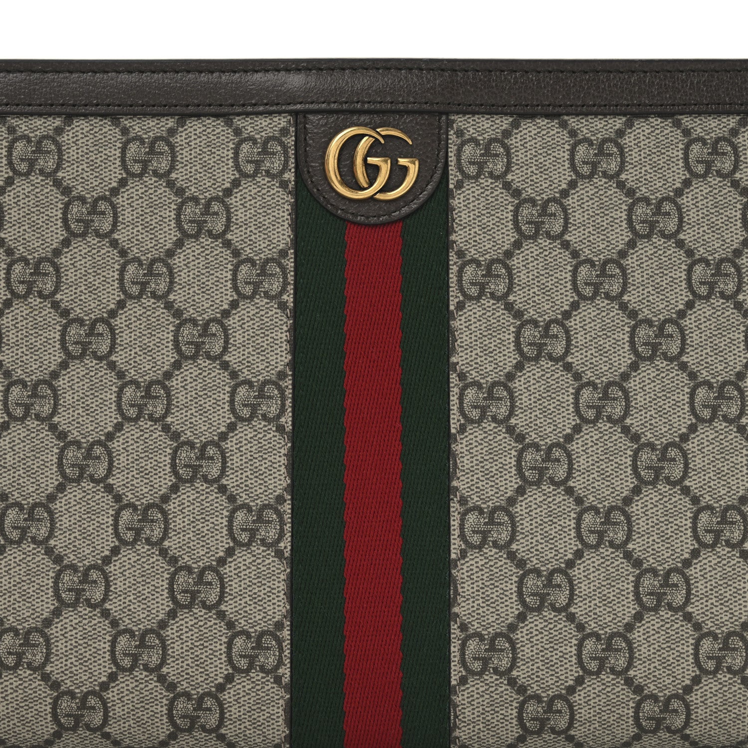 Gucci GG Supreme Monogram Textured Dollar Calfskin Web Small Ophidia Wristlet Pouch Beige Ebony New Acero 5 of 8