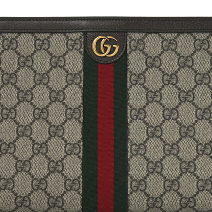 Gucci GG Supreme Monogram Textured Dollar Calfskin Web Small Ophidia Wristlet Pouch Beige Ebony New Acero 5 of 8