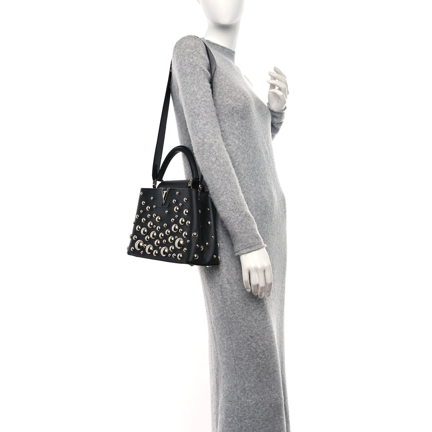LV X YK Taurillon Brass Metal Dots Capucine MM Black