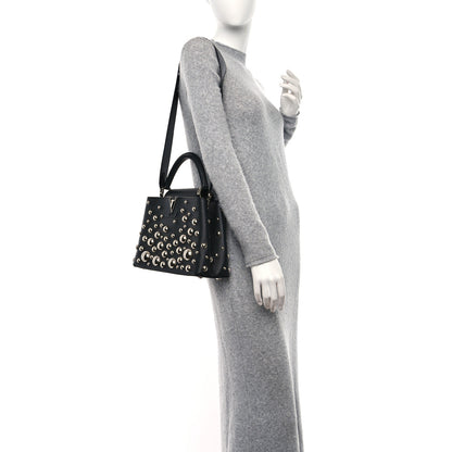 Louis Vuitton LV X YK Taurillon Brass Metal Dots Capucine MM Black 2 of 8