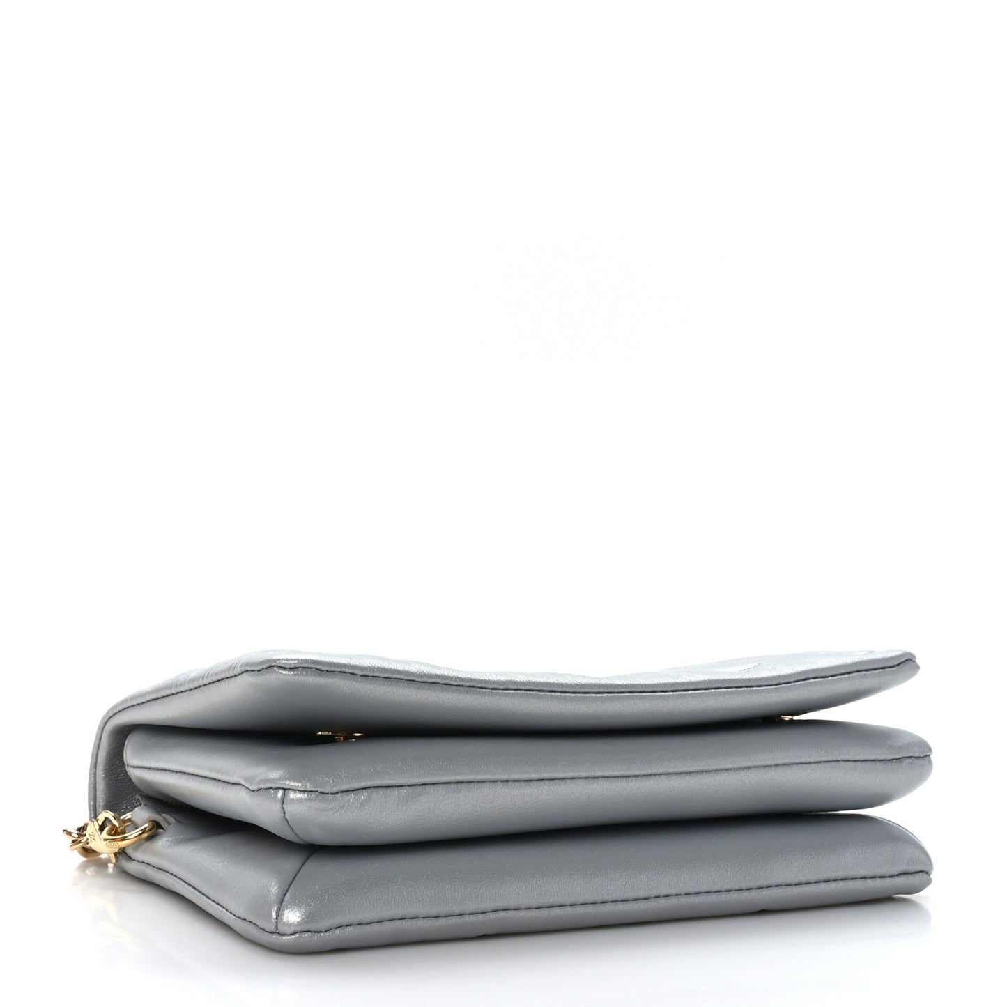 Metallic Lambskin Embossed Monogram Pochette Coussin Silver