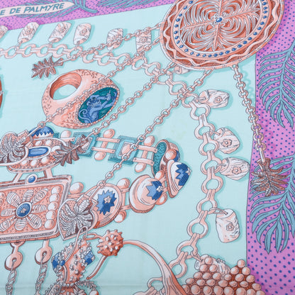 Hermes Cashmere Silk Zenobie Reine De Palmyre Shawl 140 Vert d'Eau Rose Jaune Vif 5 of 9