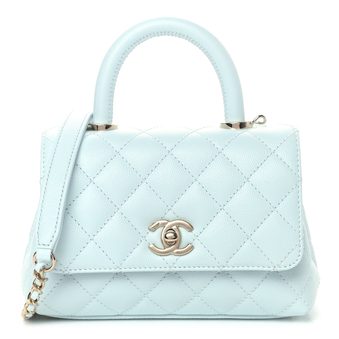 Caviar Quilted Extra Mini Coco Handle Flap Light Blue