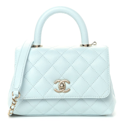 Chanel Caviar Quilted Extra Mini Coco Handle Flap Light Blue 1 of 9