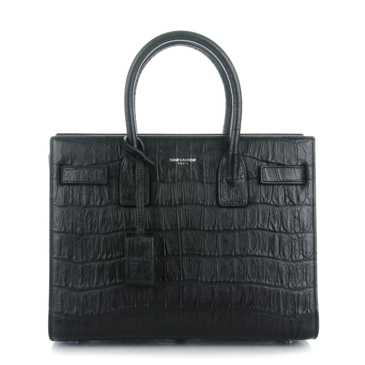 Saint Laurent Calfskin Crocodile Embossed Baby Sac De Jour Black 1 of 6