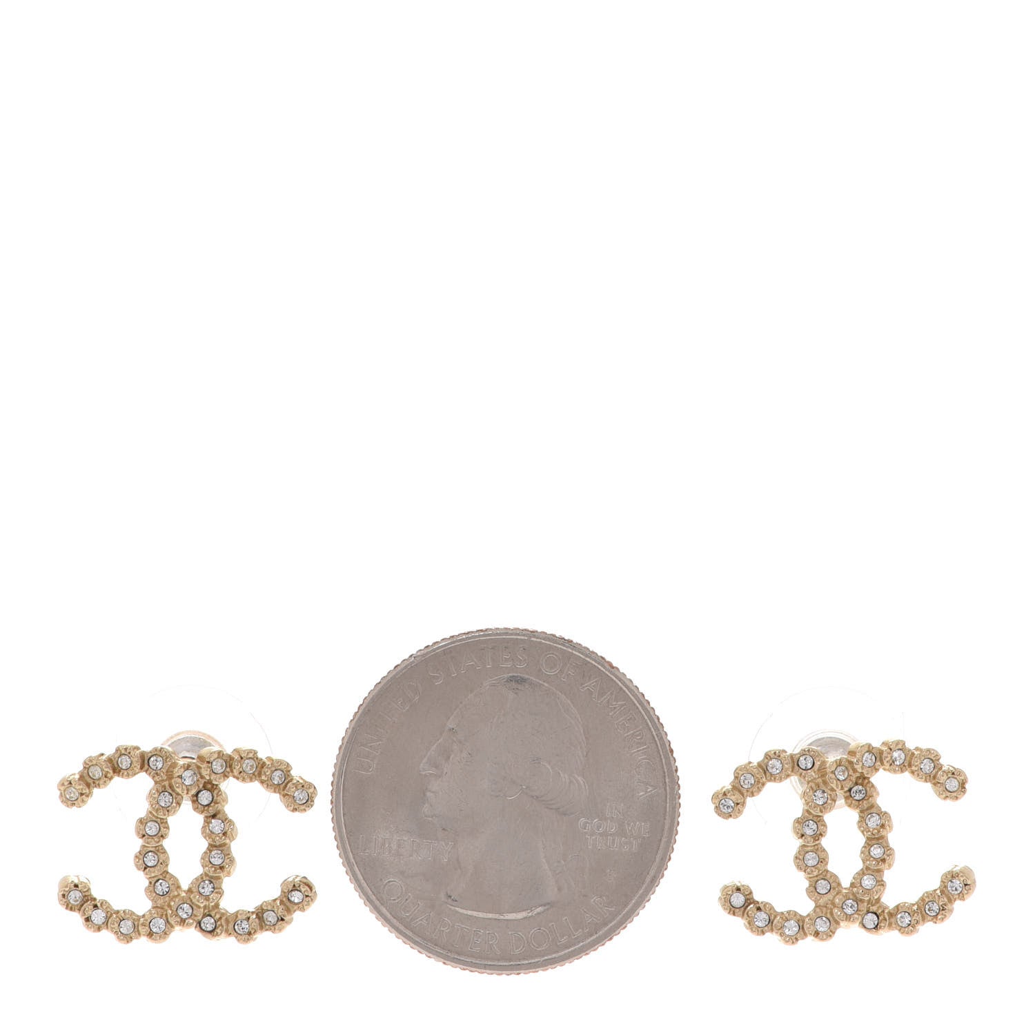 Chanel Crystal CC Earrings Gold 2 of 4