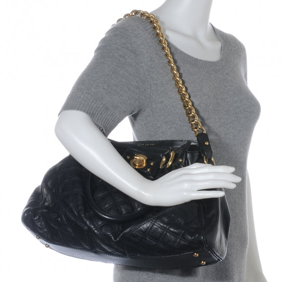Quilted Leather Alyona Bag Black