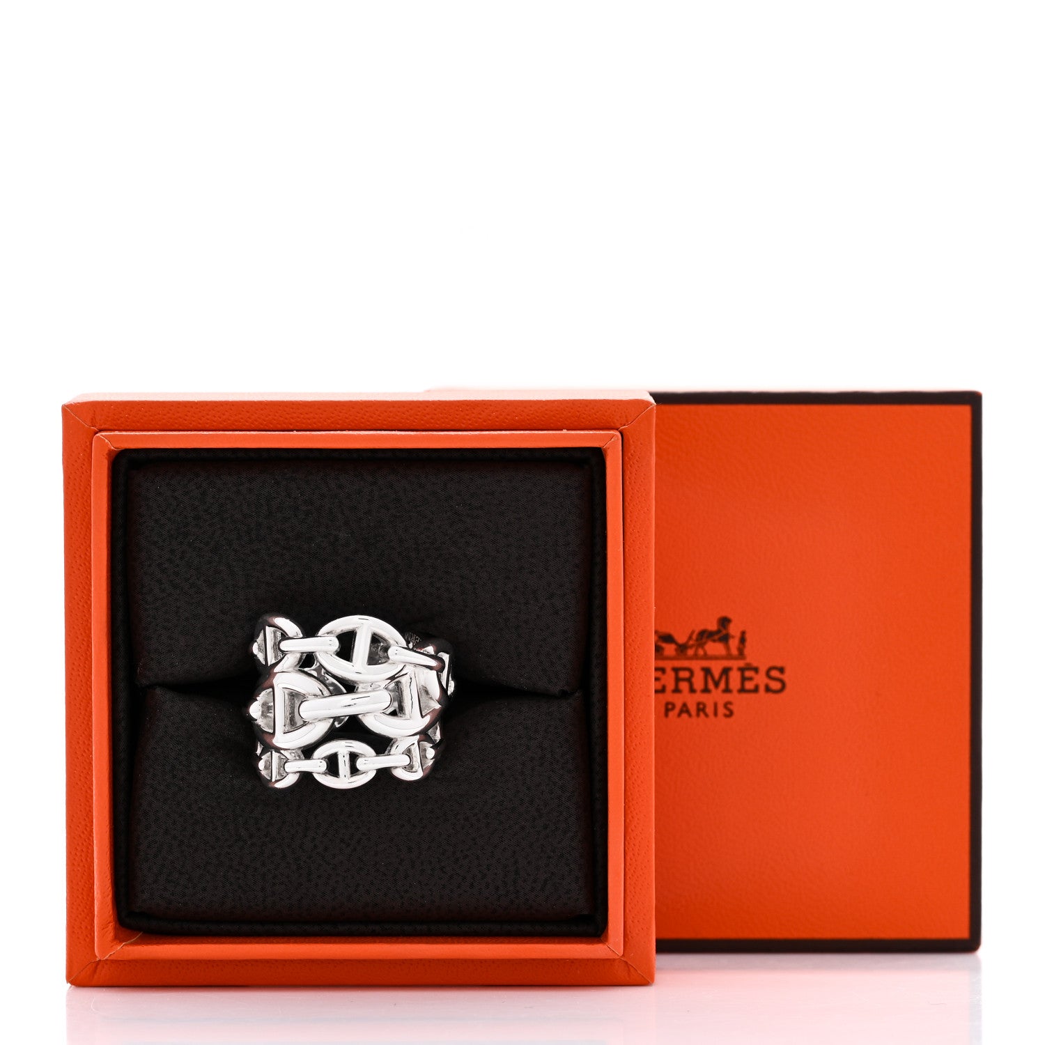 Hermes Sterling Silver GM Chaine d'ancre Enchainee Band Ring 54 7 6 of 6