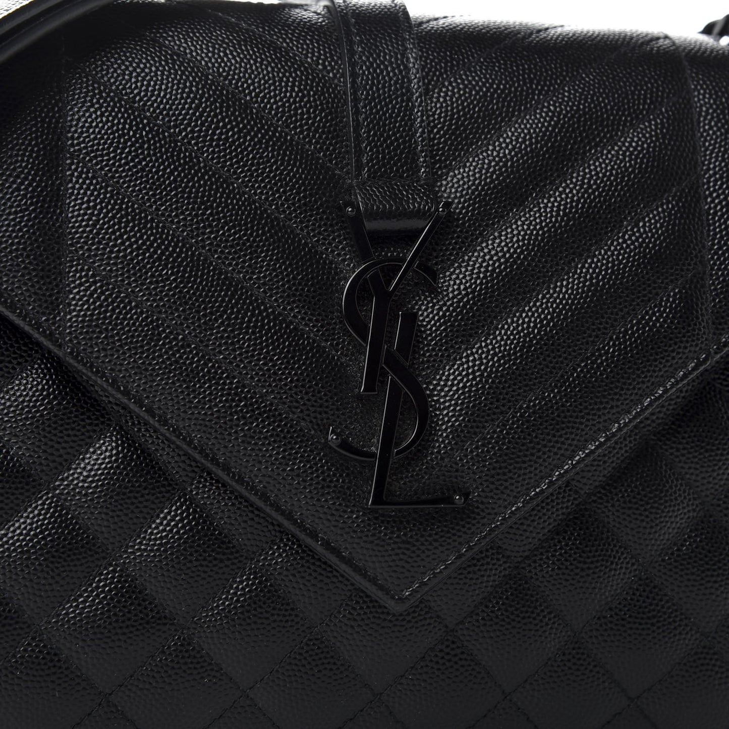 Grain De Poudre Textured Mixed Matelasse Triquilt Medium Monogram Satchel Black