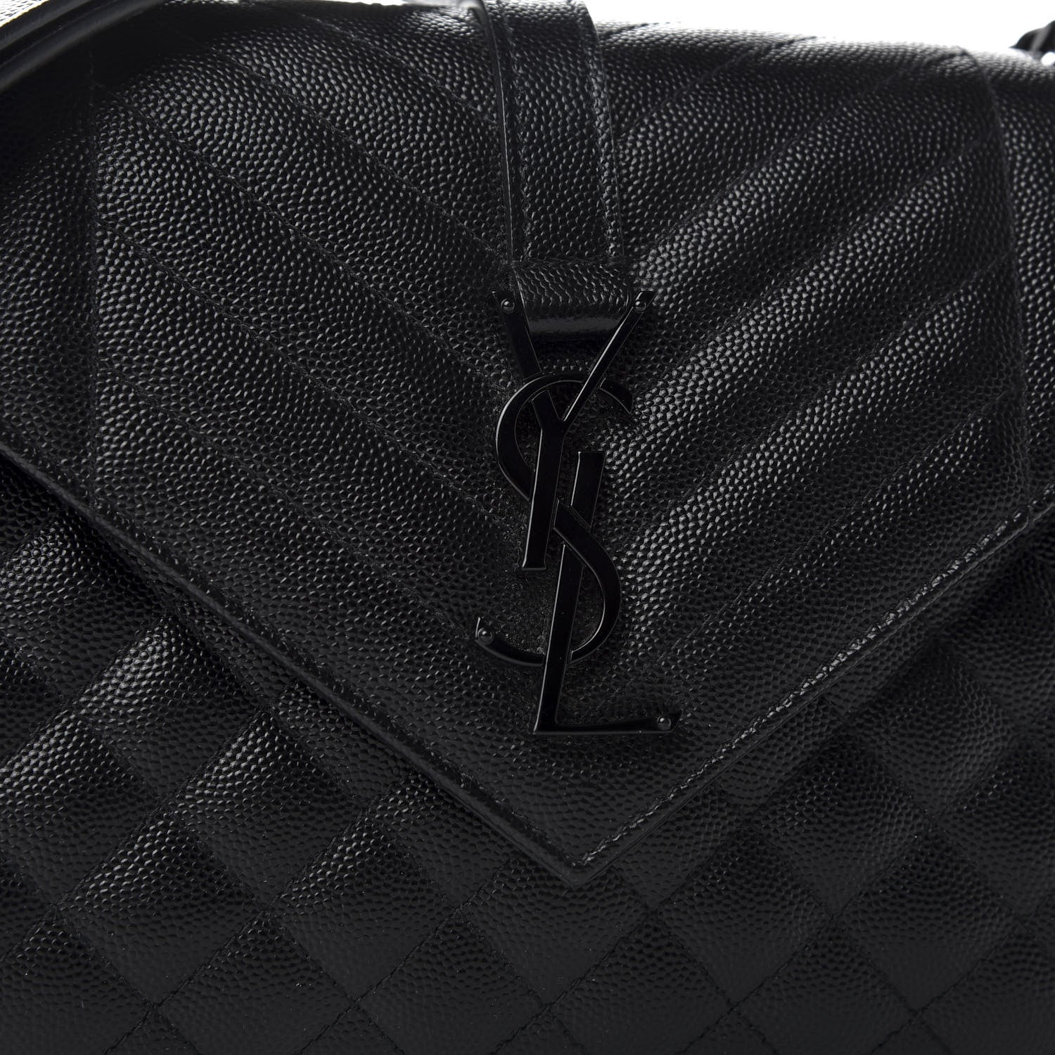 Saint Laurent Grain De Poudre Textured Mixed Matelasse Triquilt Medium Monogram Satchel Black 9 of 10