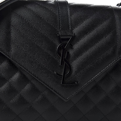 Saint Laurent Grain De Poudre Textured Mixed Matelasse Triquilt Medium Monogram Satchel Black 9 of 10