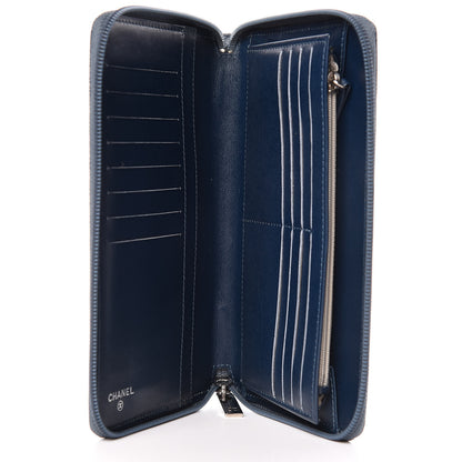 Chanel Caviar Large CC Timeless Zip Around Organizer Wallet Blue 5 of 9