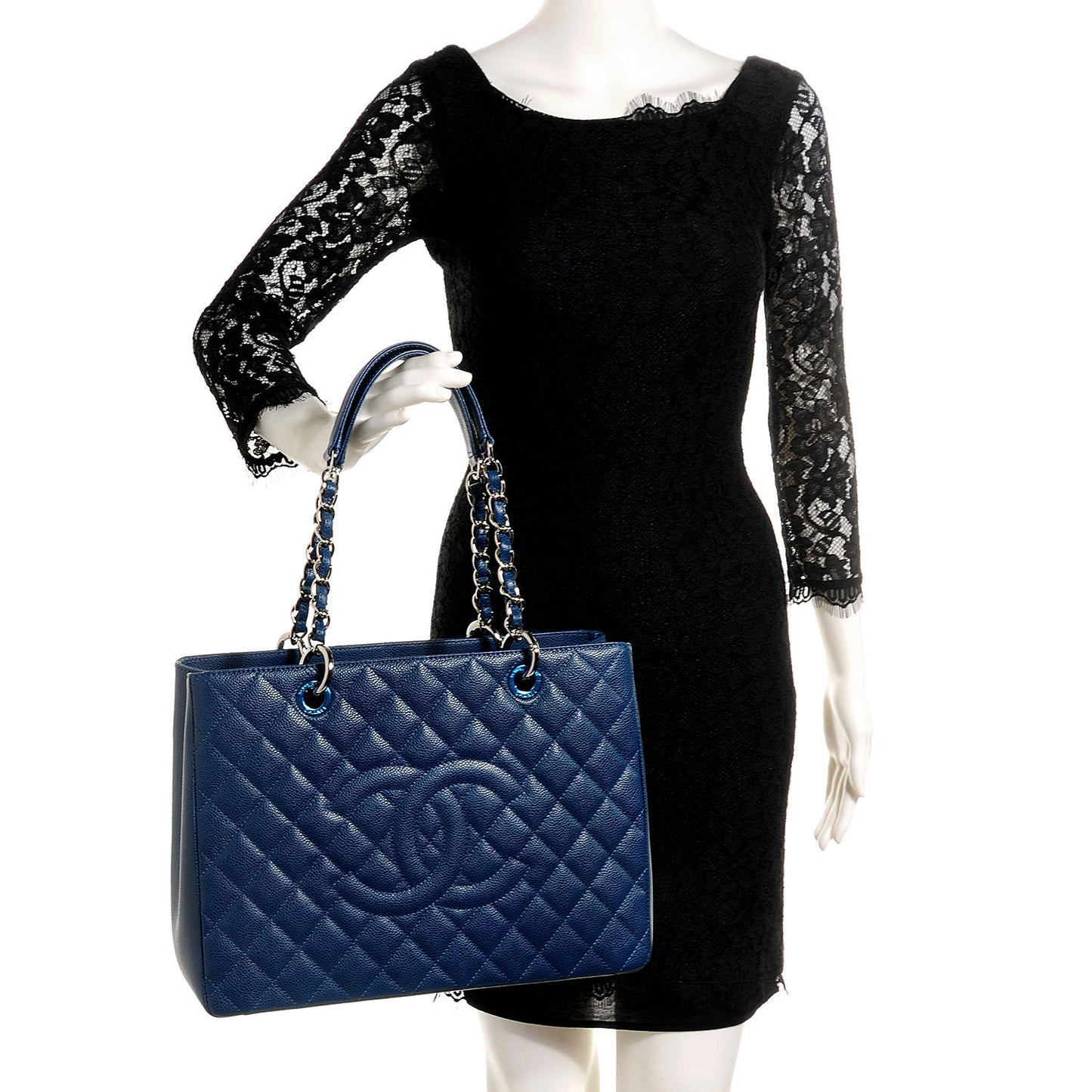 Caviar Grand Shopping Tote GST Dark Blue