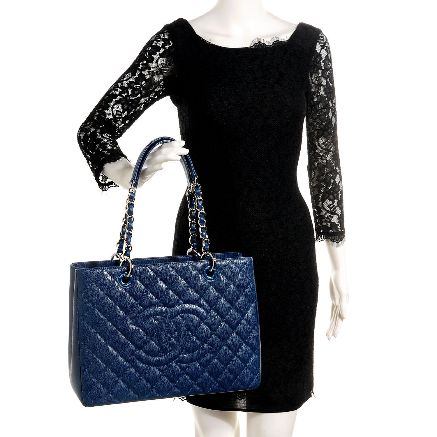 Chanel Caviar Grand Shopping Tote GST Dark Blue 2 of 8