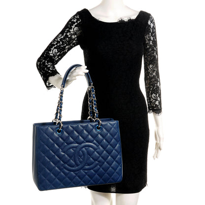 Chanel Caviar Grand Shopping Tote GST Dark Blue 2 of 8