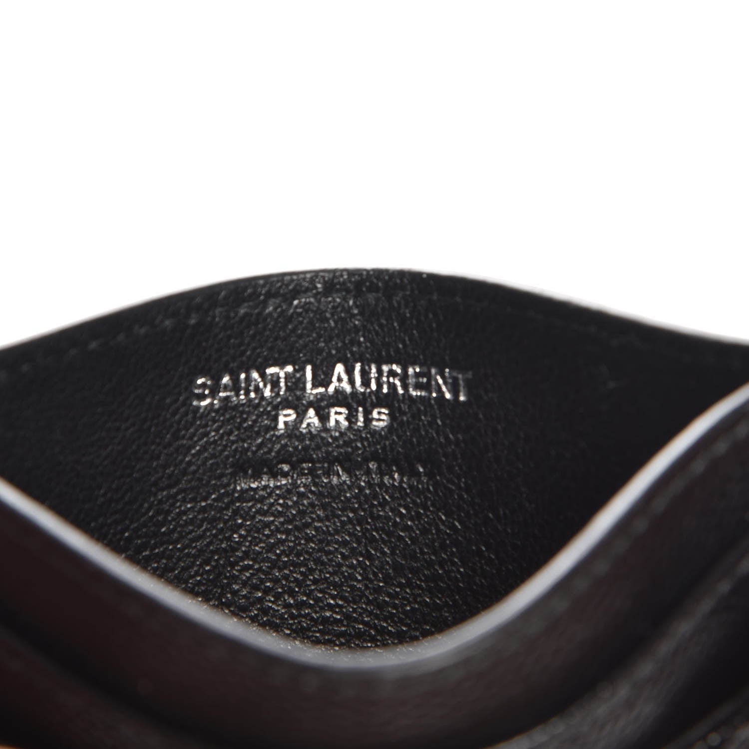 Saint Laurent Grain De Poudre Matelasse Chevron Monogram Credit Card Case Black 6 of 9