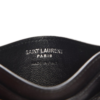 Saint Laurent Grain De Poudre Matelasse Chevron Monogram Credit Card Case Black 6 of 9