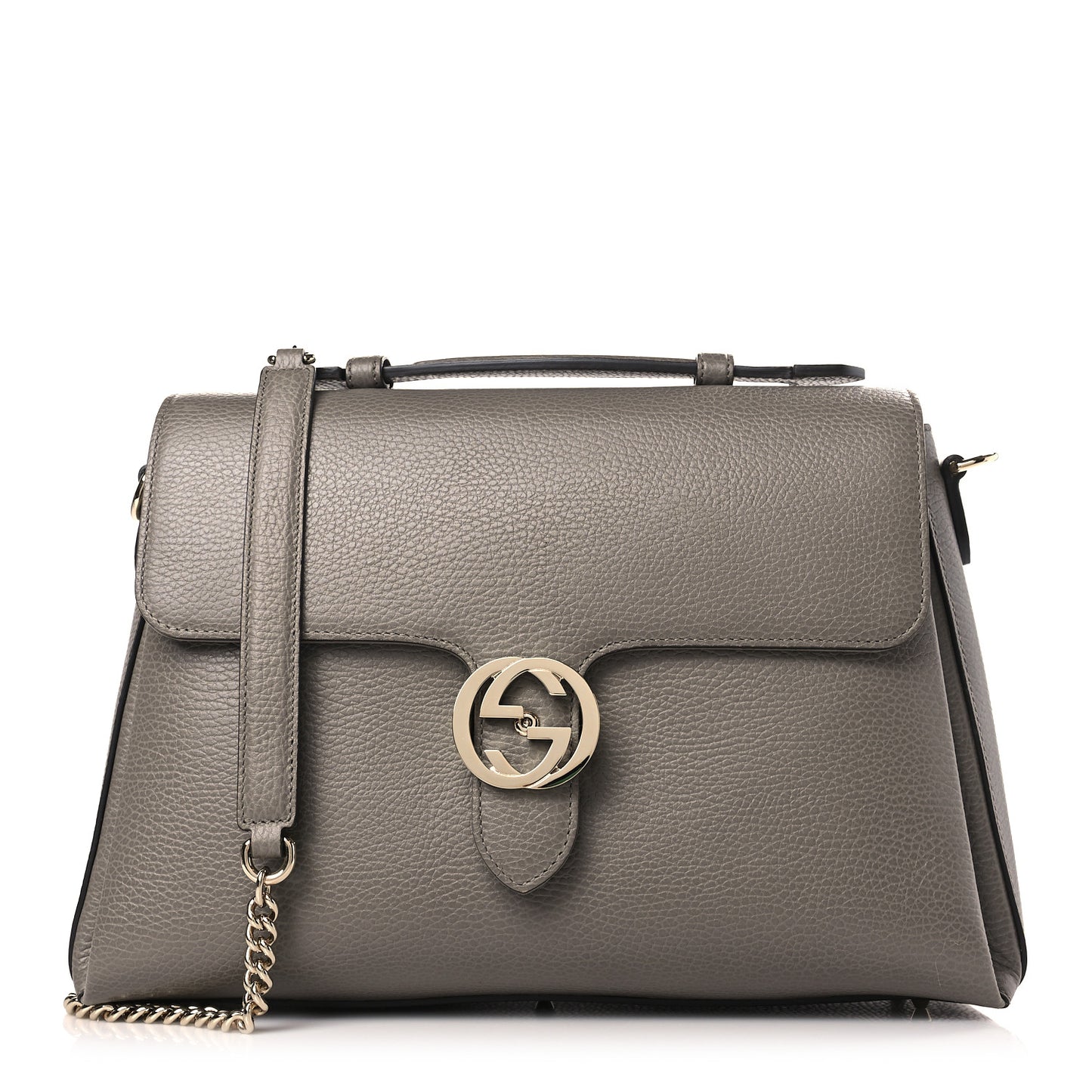 Dollar Calfskin Medium Interlocking G Top Handle Shoulder Bag Loess