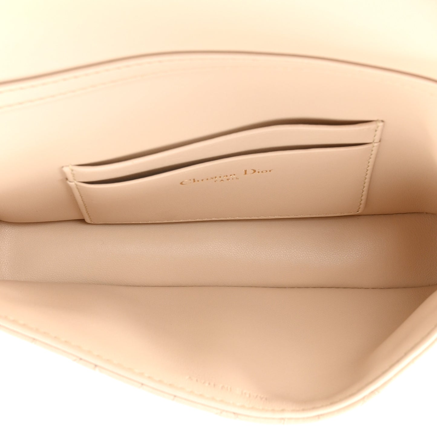 Lambskin Cannage Dior Talk Phone Pouch Powder Beige