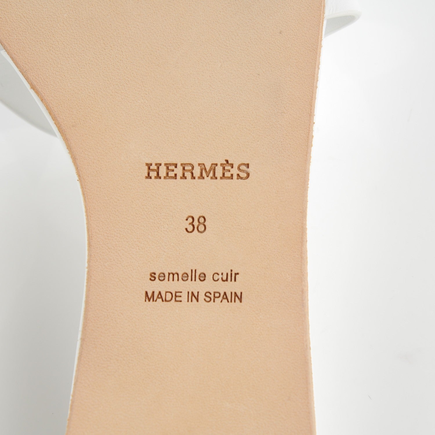 Hermes Calfskin Lisboa Sandals 38 White 7 of 8