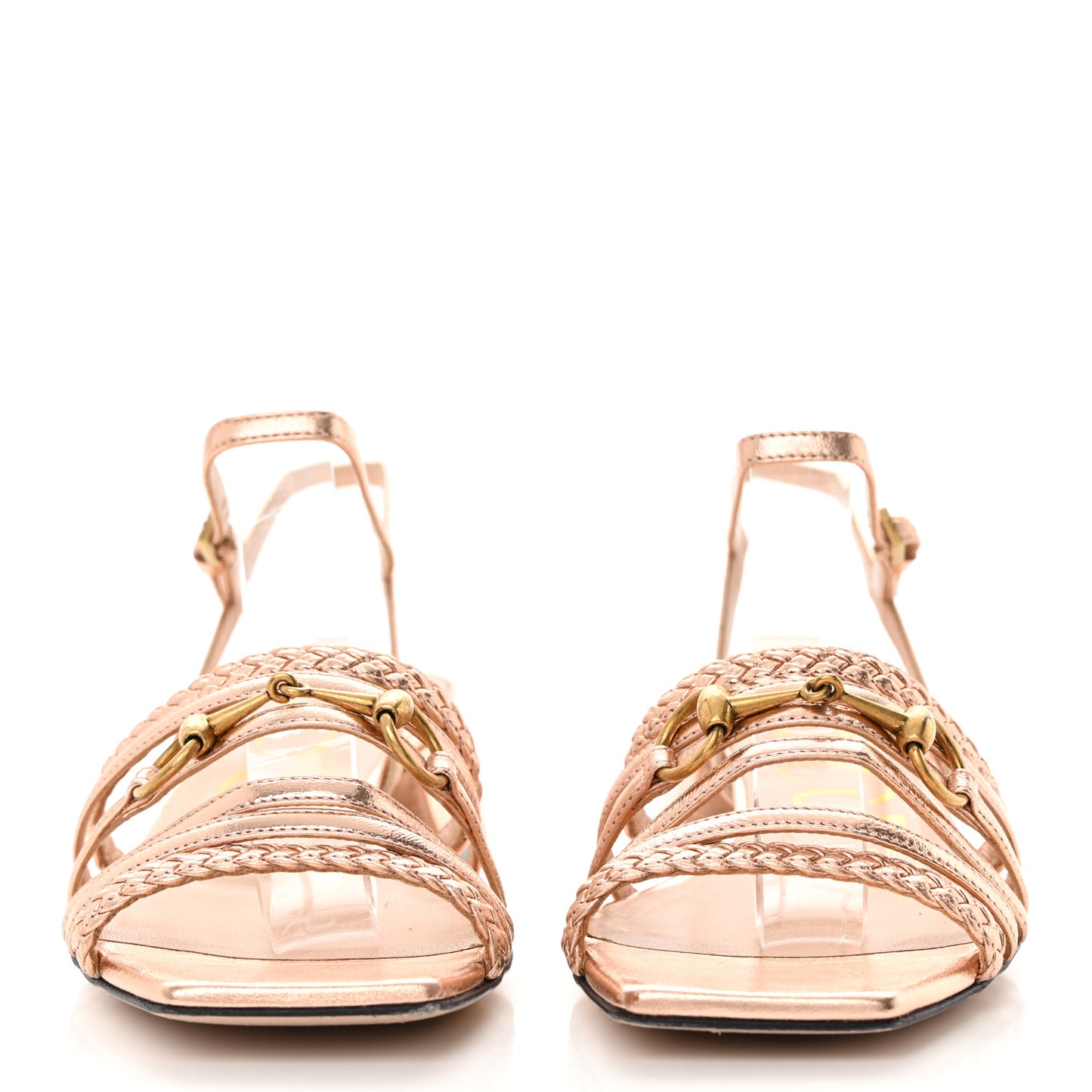 Metallic Nappa Braided Ketty Horsebit Sandals 35 Salmone