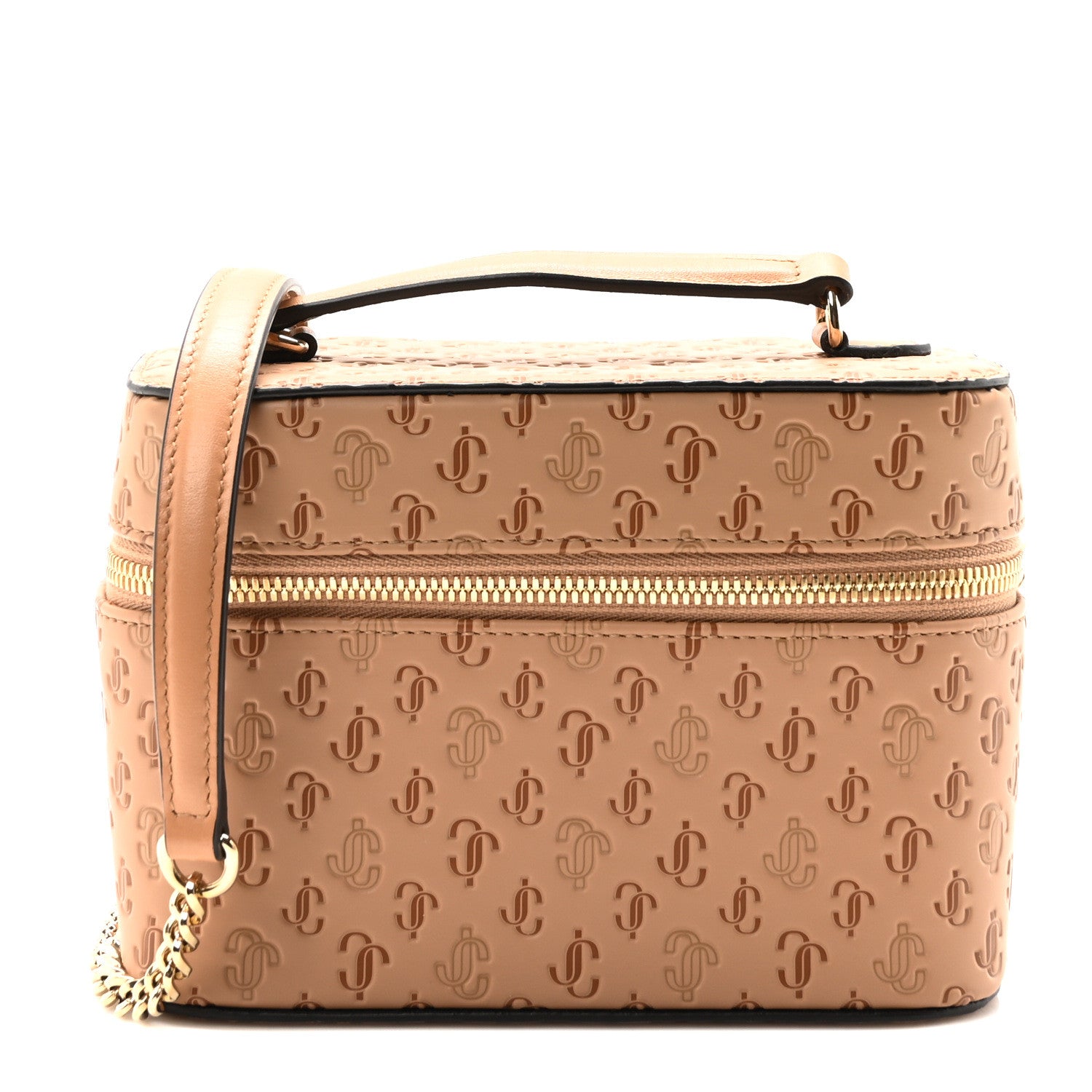 Jimmy Choo Calfskin JC Vanity Case With Chain Caramel 1 of 9
