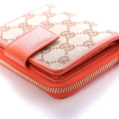 Gucci Monogram Dollar Calfskin Zip Around French Flap Wallet Beige Ebony Sun Orange 10 of 15