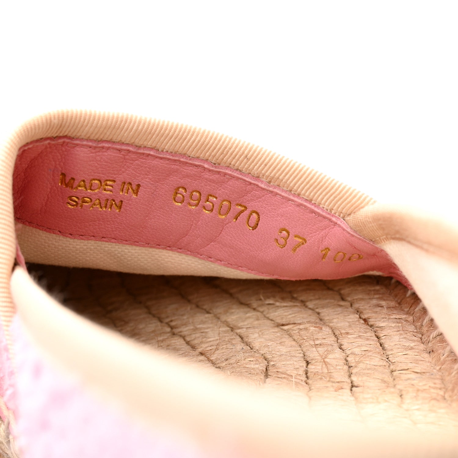 Gucci Terry Cloth Interlocking G Espadrilles 37 Pink Dusty White Beige 8 of 12