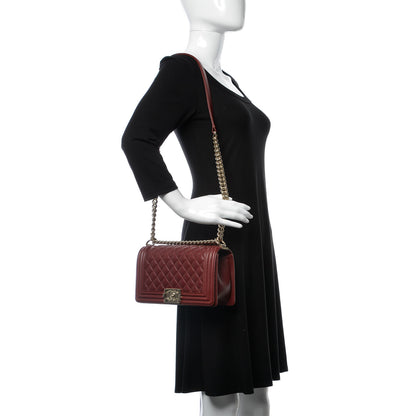 Chanel Lambskin Quilted Medium Boy Flap Dark Red 2 of 7