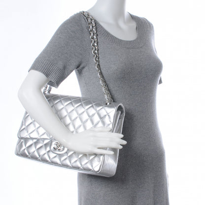 Chanel Metallic Lambskin Quilted Jumbo Single Flap Silver 2 of 7