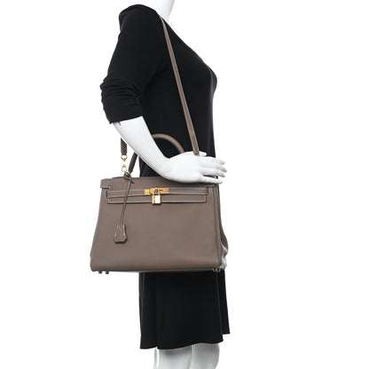 Hermes Togo Kelly Retourne 32 Etoupe 3 of 11