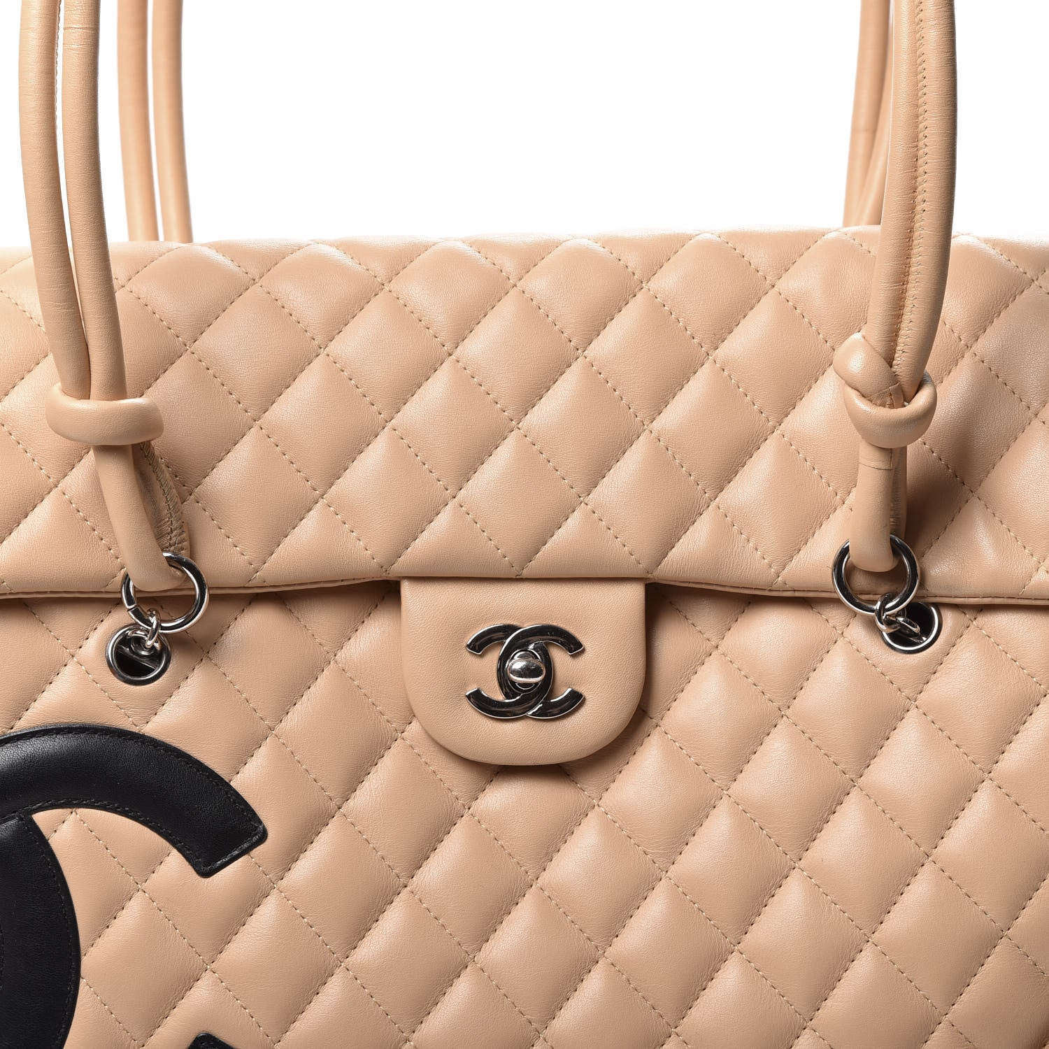 Chanel Calfskin Quilted Large Cambon Flap Beige Black 9 of 9