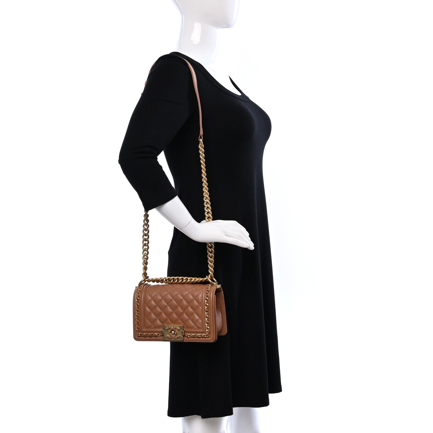 Chanel Caviar Quilted Small Chain Around Boy Flap Dark Beige 2 of 9