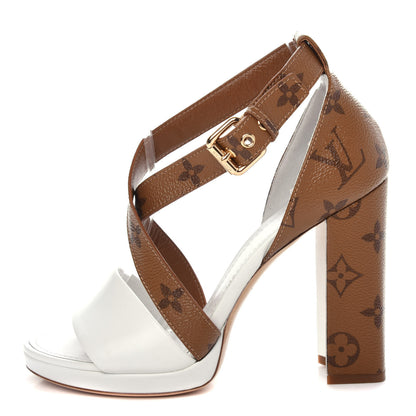 Louis Vuitton Calfskin Reverse Monogram Matchmake Cross Sandals 37 White 1 of 11