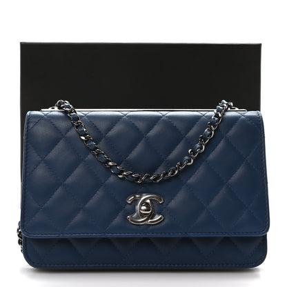 Chanel Lambskin Quilted Trendy CC Wallet On Chain WOC Blue 12 of 12