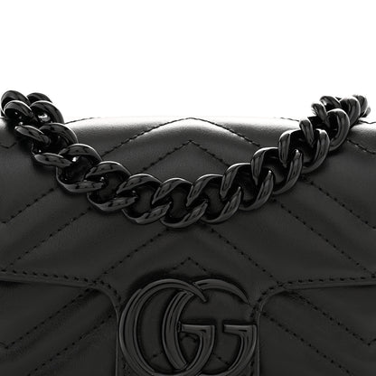 Gucci Calfskin Matelasse Monochrome GG Marmont Chain Belt Bag Black 8 of 11