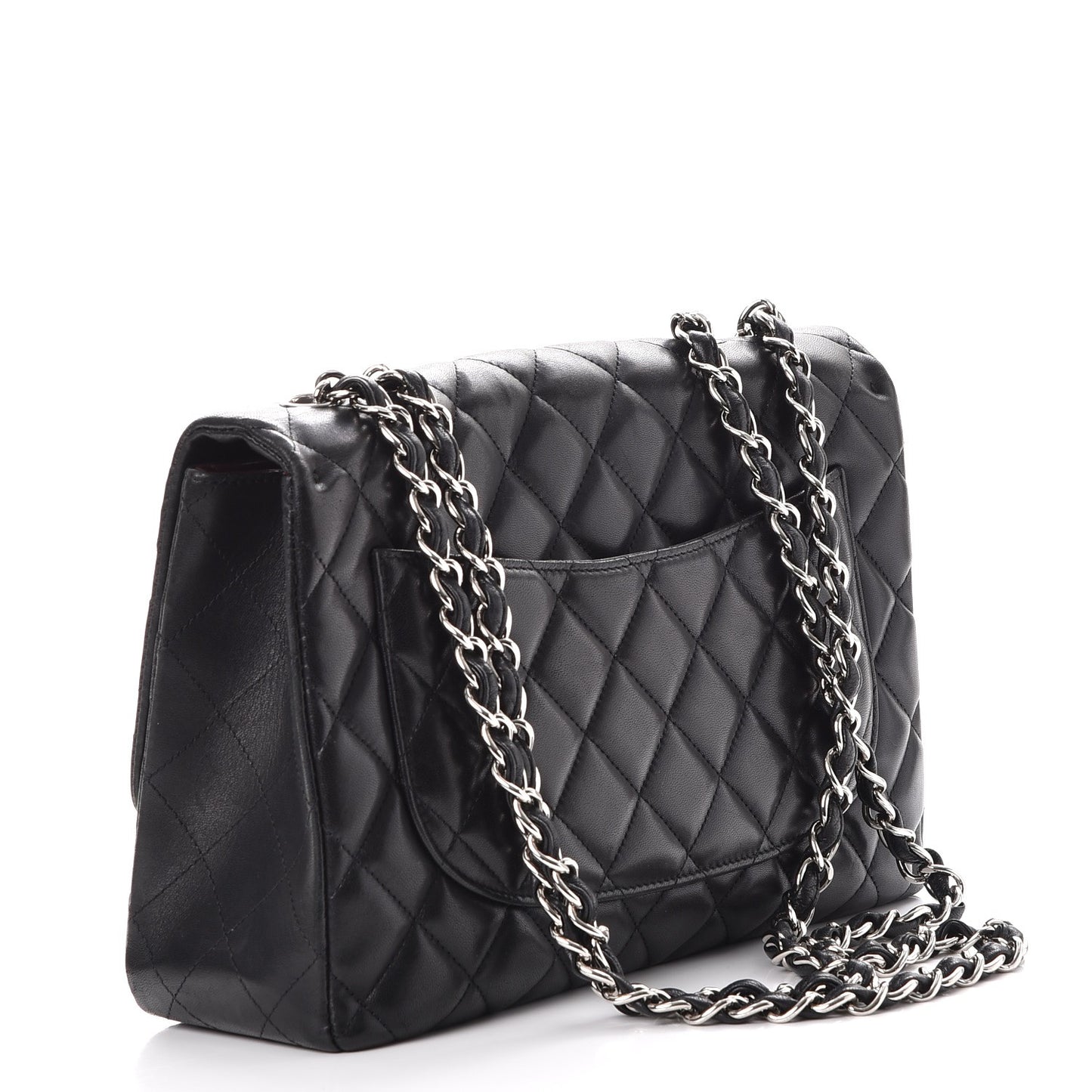 Lambskin Quilted Jumbo Single Flap Black