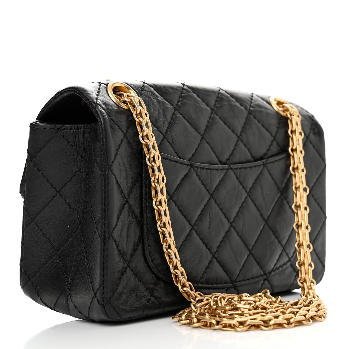 Aged Calfskin Quilted 2.55 Reissue Mini Flap Black