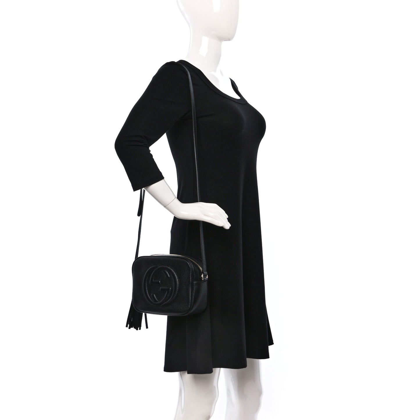Pebbled Calfskin Small Soho Disco Bag Black