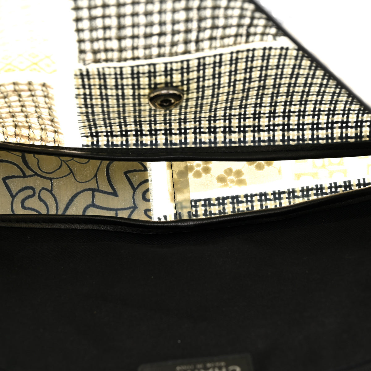 PVC Tweed Patchwork Jumbo Single Flap Black