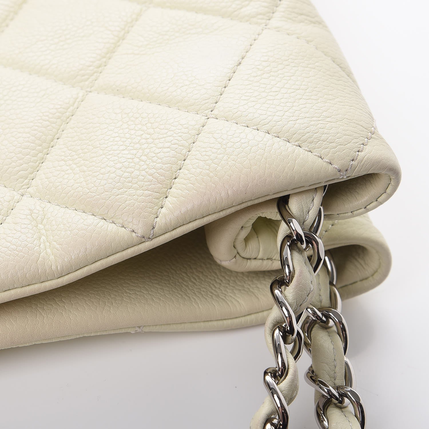 Chanel Caviar Quilted Expandable Zip Shoulder Bag Ivory 11 of 12