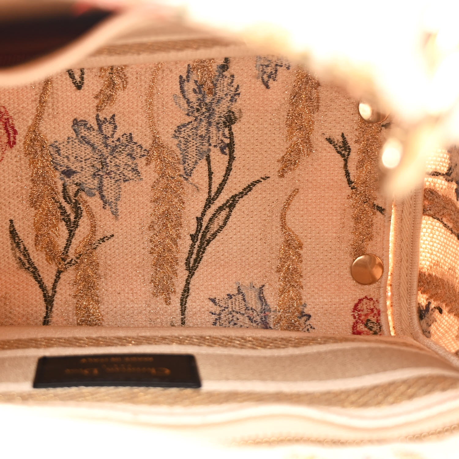 Christian Dior Canvas Embroidered Hibiscus Printed Medium Lady D