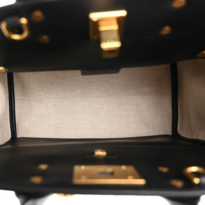 Salvatore Ferragamo Canvas Calfskin Gancini The Studio Bag Black Beige 6 of 18