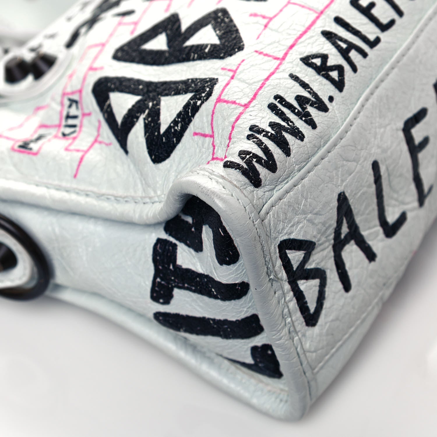 Balenciaga Agneau Graffiti All Over Classic Hardware Mini City White Multicolor 10 of 14