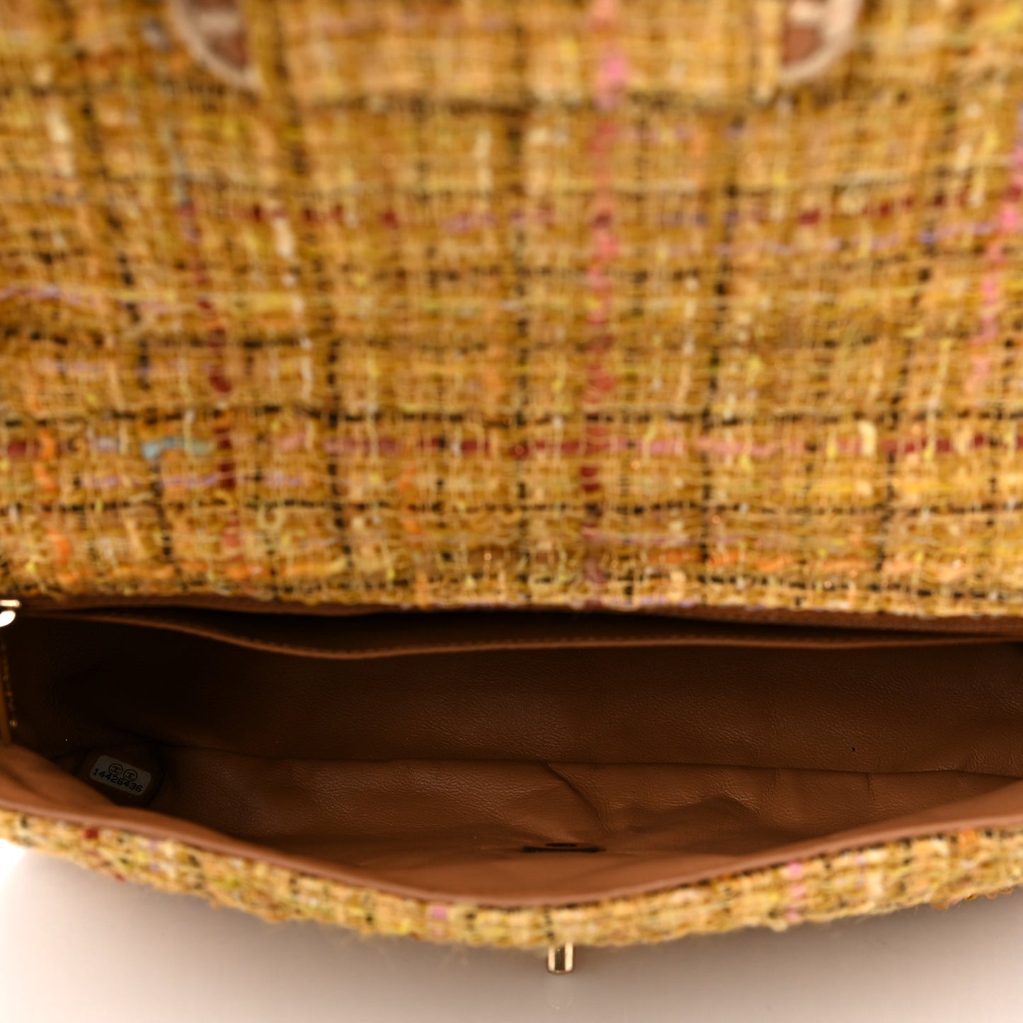 Metallic Tweed Medium Single Flap Light Yellow