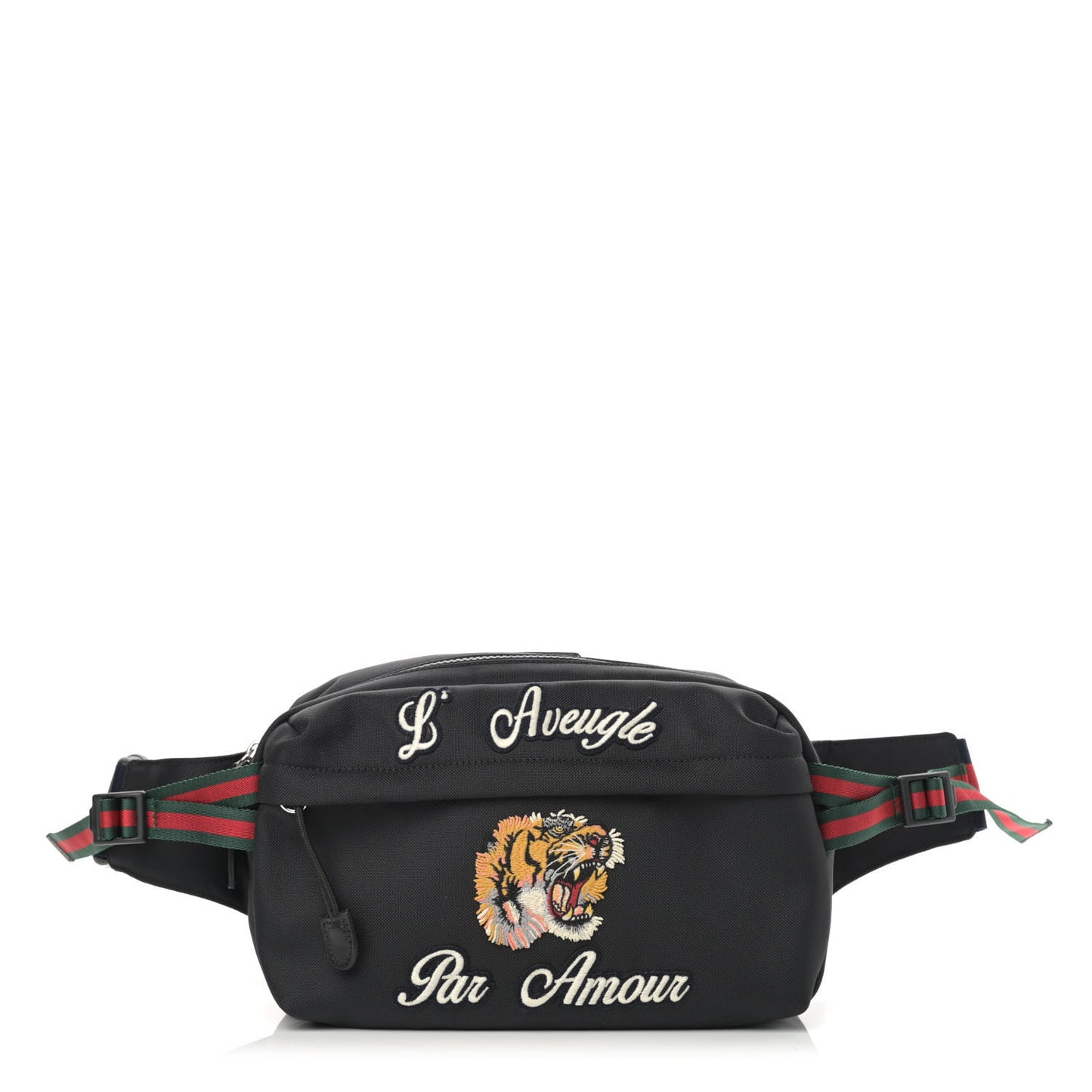 Techno Canvas Web L'Aveugle Par Amour Embroidered Belt Bag Black