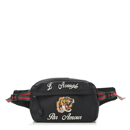 Gucci Techno Canvas Web L'Aveugle Par Amour Embroidered Belt Bag Black 1 of 13