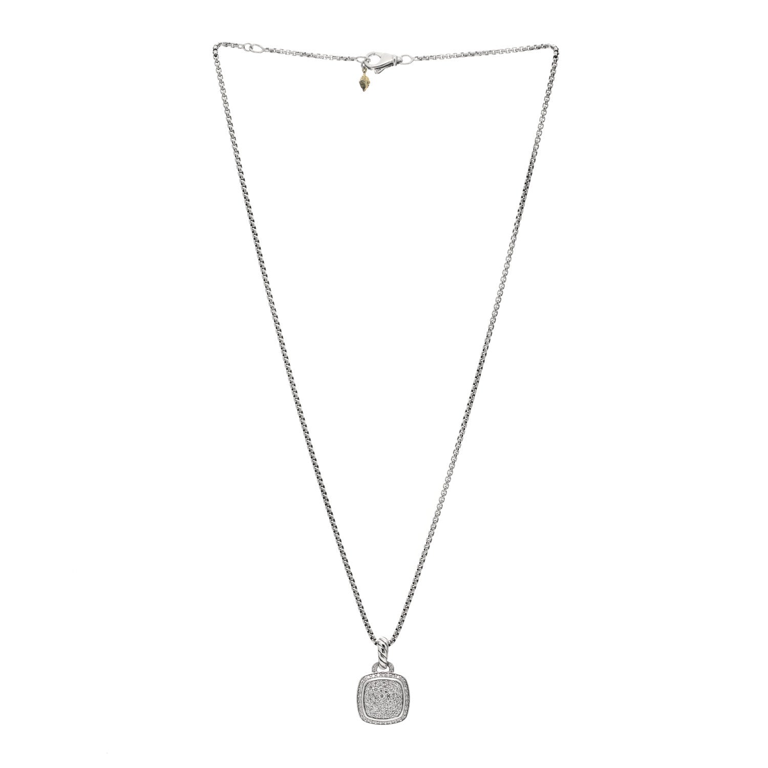 David Yurman Sterling Silver 14K Yellow Gold Diamond 11mm Albion Pendant Necklace 2 of 4